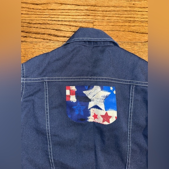 Vintage 70’s Kids Blue Denim Jacket with Back Star Design - Sears Size 8 - Picture 10 of 12